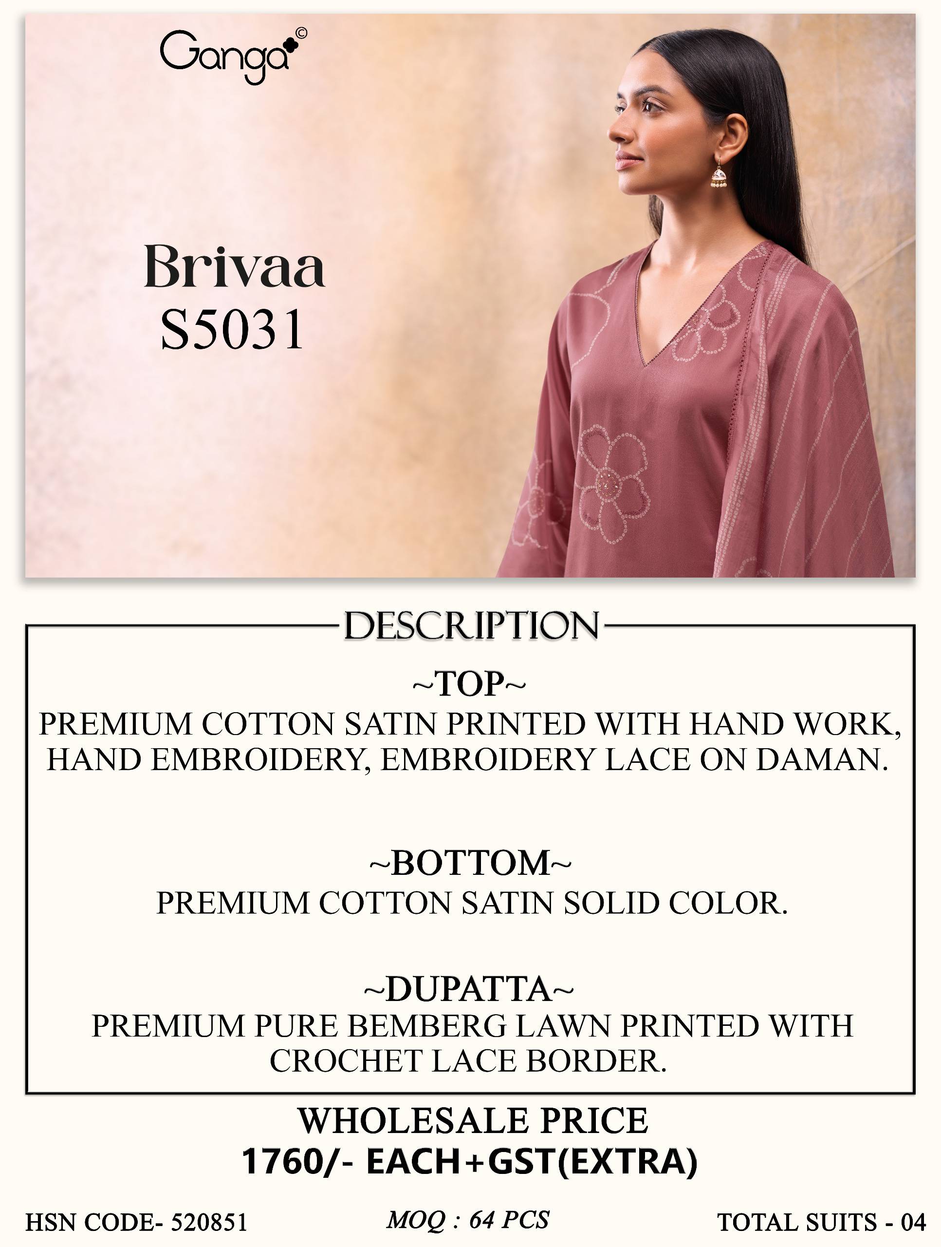 BRIVAA 5031 SERIES BY GANGA FASHION Beautiful Colourful COTTON SATIN Dresses At Wholesale Price